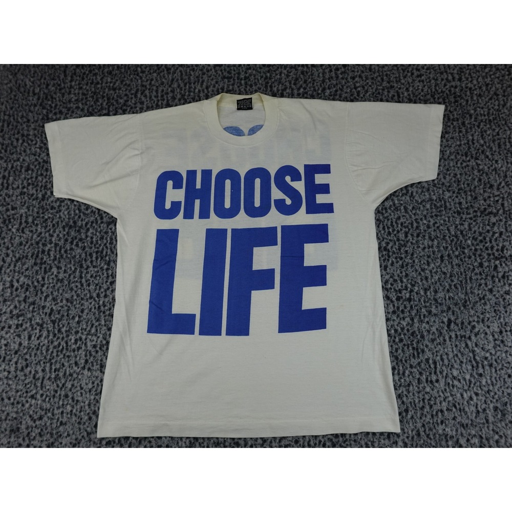 Screen Stars T-Shirt Mens XL White Choose Life Vintage 80s Single Stitch